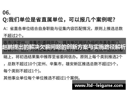 赵鹏提出的解决欠薪问题的创新方案与实施路径解析