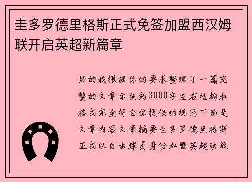 圭多罗德里格斯正式免签加盟西汉姆联开启英超新篇章